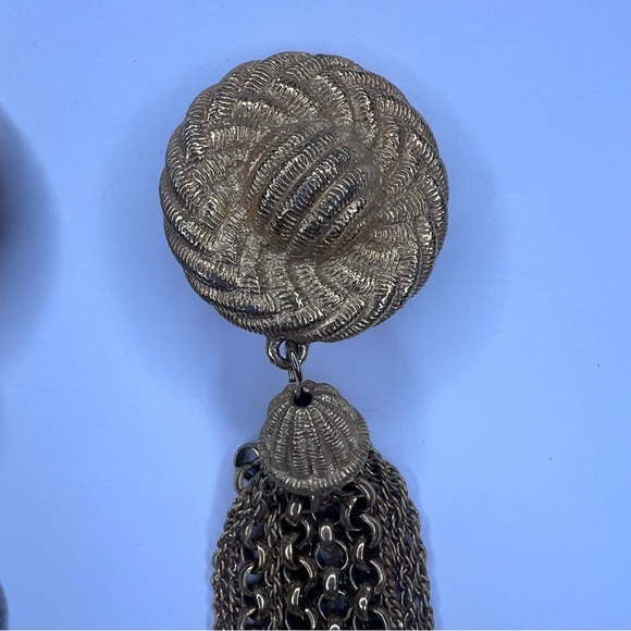 Givenchy Vintage Chain Tassel Clip on Earrings - Picture 3 of 6